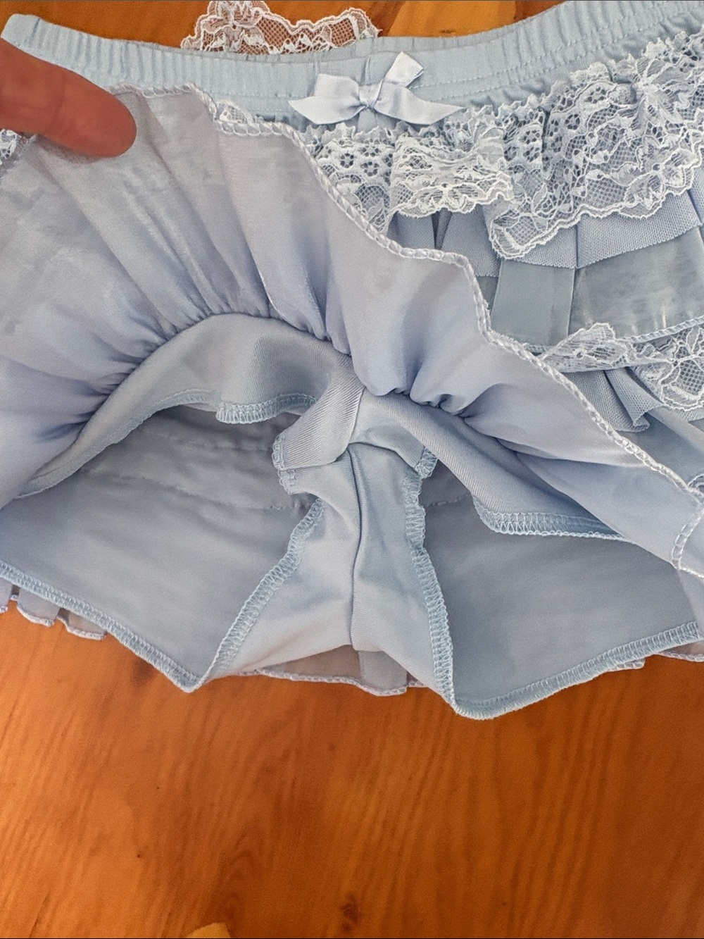 Light Blue Ruffle Lace Mini Skort - Picture 2 of 2
